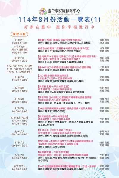 114年8月份活動一覽表0